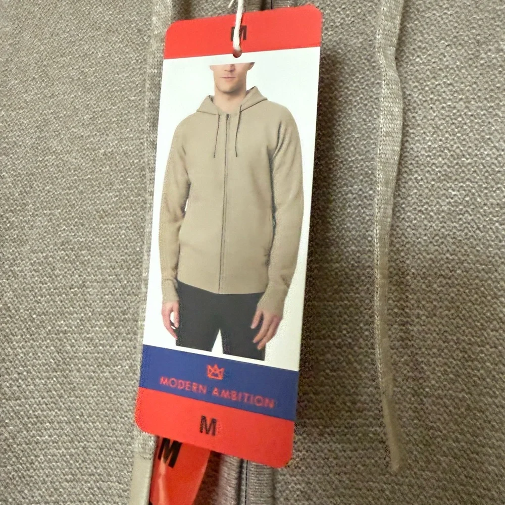 Modern Ambition Taupe Knit Zip Up Hooded Sweater
